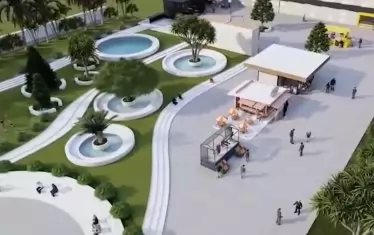 Част от зоната за разходки край стадиона.