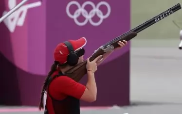 Селин Али по време на втория ден от квалификациите в трапа при жените.