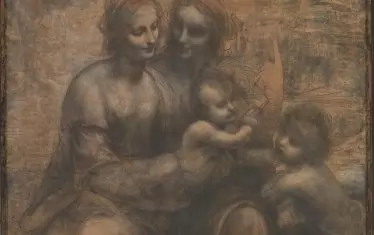  Леонардо да Винчи, „Девата с младенеца и Св. Йоан Кръстител със Св. Анна“, 1506-1508 г. 