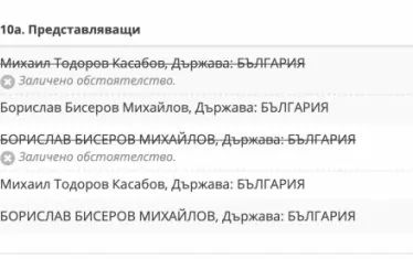 Решението на Търговския регистър за повторно вписване на Борислав Михайлов като представляващ БФС.