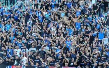 Агитката на "Левски" по време на дербито.