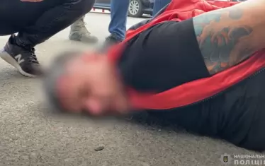  Кадър от ареста му край Киев.