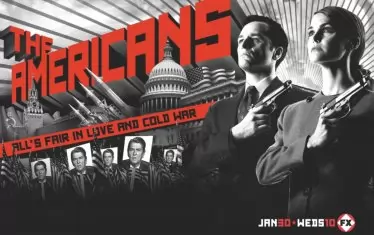 „В любовта и Студената война е позволено всичко“. Постер на „Американците“.