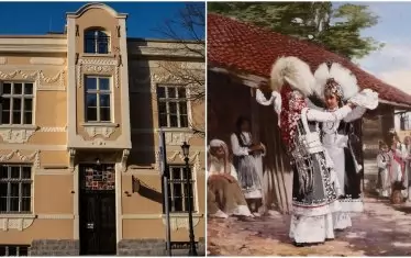 Пловдивската къща, в която е галерията музей „Джуркови“ и картината „Лазарки“ на Иван Мърквичка  от 1902 г. 