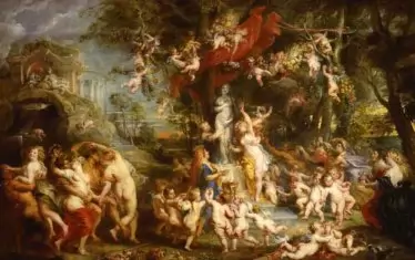Питер Пол Рубенс, „Празникът на Венера“ 1636/37 — тук има много за забраняване от Facebook, Instagram и Tweeter. 