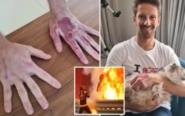 Ромен Грожан оцеля след 27 секунди в огнения ад на болида си, като се отърва само с изгаряния по ръцете.