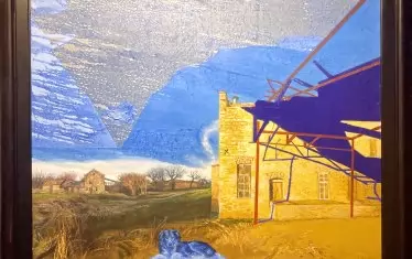 От изложбата „Разходка с Бимбо“ в галерия „Арте“. Самият Бимбо се подава в предния план най-отдолу.