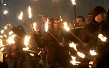 Кадър от "Да живее България" - филм за национализма в днешни дни, който копродуцентът БНТ така и не излъчи.