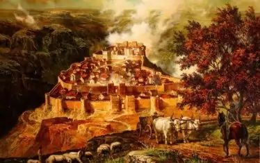  Картина, пресъздаваща Червен през XII век.