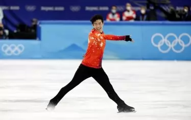 Нейтън Чън е щастлив от финала на волната си програма, с която спечели олимпийската титла във фигурното пързаляне при мъжете.