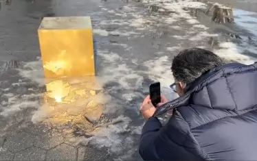 Художник остави 186-килограмов златен куб  в Сентръл парк