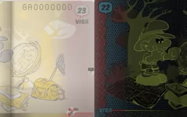 Смърф пътешественик в белгийските паспорти.