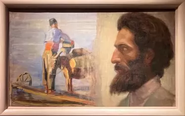 Автопортрет на Майстора като студент (1911) с носач на вода.