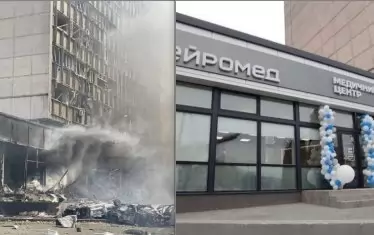 Сграда след и преди руския ракетен обстрел