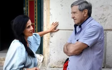 Сценаристът проф. Биолчев и Людмила Сланева-Локо.