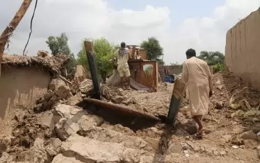  След наводненията в Сангхар, провинция Синд.