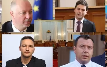 Претендентите (по часовниковата стрелка): Росен Желязков, Никола Минчев, Петър Петров и Кристиан Вигенин. По-късно към многобройната група се присъедини и Йордан Цонев.