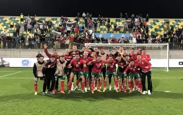 Националите на България показват своята колективна радост след успеха над Кипър.