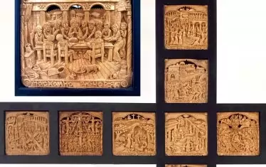 Алексей Алексиев, фрагменти от резбован кръст със сцени от живота на Исус