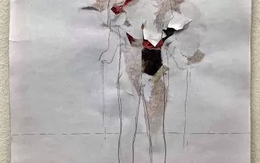 Симеон Симеонов „Рисунки (Отворени-затворени пространства)“, 2010-2023 г., молив, цветен молив, хартия, гипс