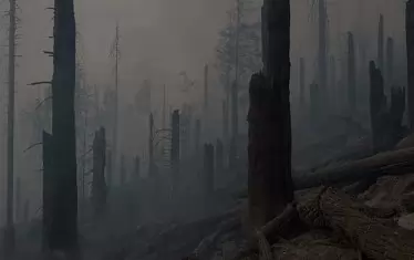  Художникът оприличава съсипаната природа на умиращ титан.