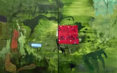 "Зелен вятър". Художничката пресъздава природата по свой собствен енигматичен начин. 