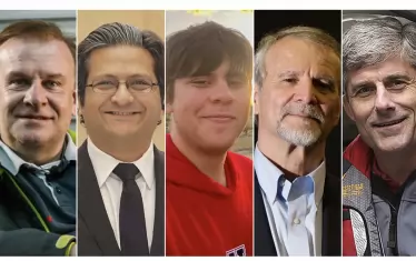 Загиналите - Хамиш Хардинг, Шахзада Дауд, Сулеман Дауд, Пол-Анри Наржоле и Стоктън Ръш (отляво надясно).