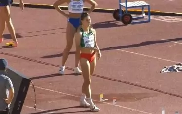 Пламена Миткова по време на финала в скока на дължина в Йерусалим.