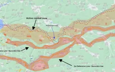 Разположението на силите на Запорожкия фронт край Роботино