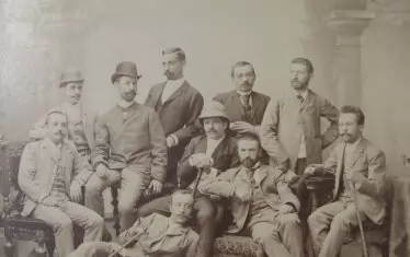 Стефан Ватев (прав в средата) сред студенти в Лайпциг, 1892 г.
