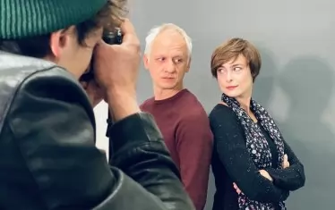 Йоана и Иван Бърнев на снимките за филма "Аромат на липа".