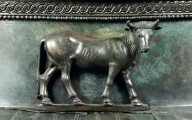  Детайл от кратера с крава с обърната глава.