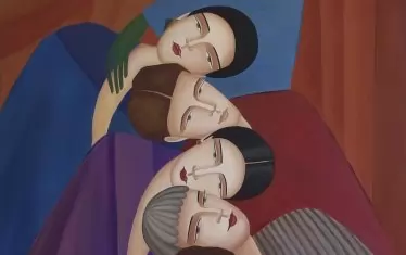 Дамите от тази компания са и на постера за изложбата.