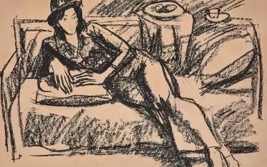 "Фигура на диван", литография, 1976.