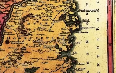  Карта от 18-и век с острова пред устието на Камчия.