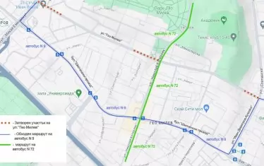  Кметът на "Слатина" Георги Илиев публикува опростена карта с бъдещиге затворени участъци по ул. "Гео Милев".  