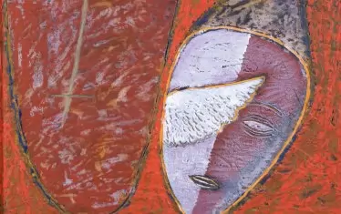 "Белият ангел на клоуна", ок. 2010, акрилни бои, платно.