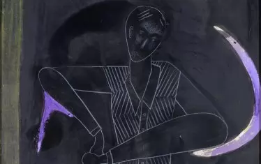 "Лилава луна", 2005, смесена техника, картон.