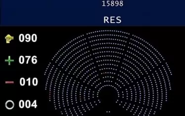  Електронното табло показва резултата от гласуването срещу Азербайджан.