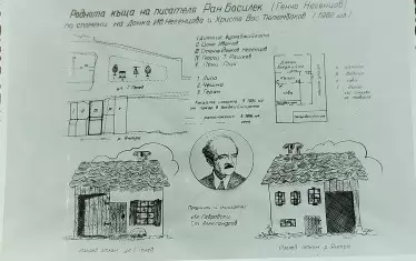 Схема и рисунки с родната къща на Ран Босилек, правени по спомен на родственици през 1960 г. Двете липи са вписани в чертежа. В рисунките (изглед отпред и отзад) е очертана короната само на една. В още по-оригиналния вариант на рисунките короната липсва, там няма дървета.