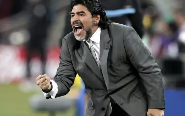  Футболната легенда през 2010-а, когато е треньор на националния отбор на Аржентина.