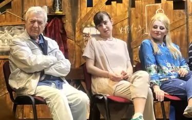 Стефан Цанев, режисьорката Анастасия Събева, актрисата Елена Атанасова