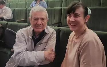 Авторът и режисьорката на спектакъла.