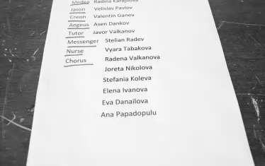 Режисьорският лист с разпределението на ролите.