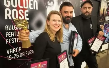 Режисьорът на "Безветрие" Павел Веснаков (вдясно) и продуцентката Веселка Кирякова.