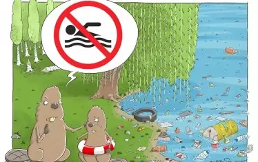 Карикатура на Енгин Селчук от "Вода, река, хора".