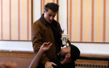 Пламен Димов и Христо Петков в момент от репетицията.