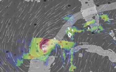  Ураганът Милтън в момента се намира на север от полуостров Юкатан и се насочва на североизток, към Флорида, където се очаква да удари в четвъртък сутринта, българско време.