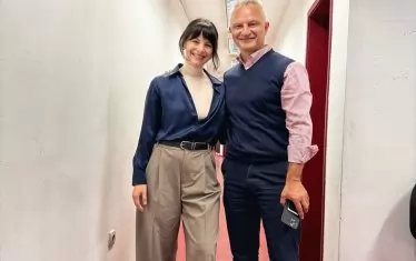 Актрисата режисьор Яна Титова с автора на пиесата Захари Карабашлиев.