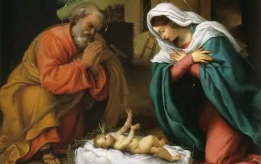 "Рождество Христово", картина от художника Лоренцо Лото (1480-1556).